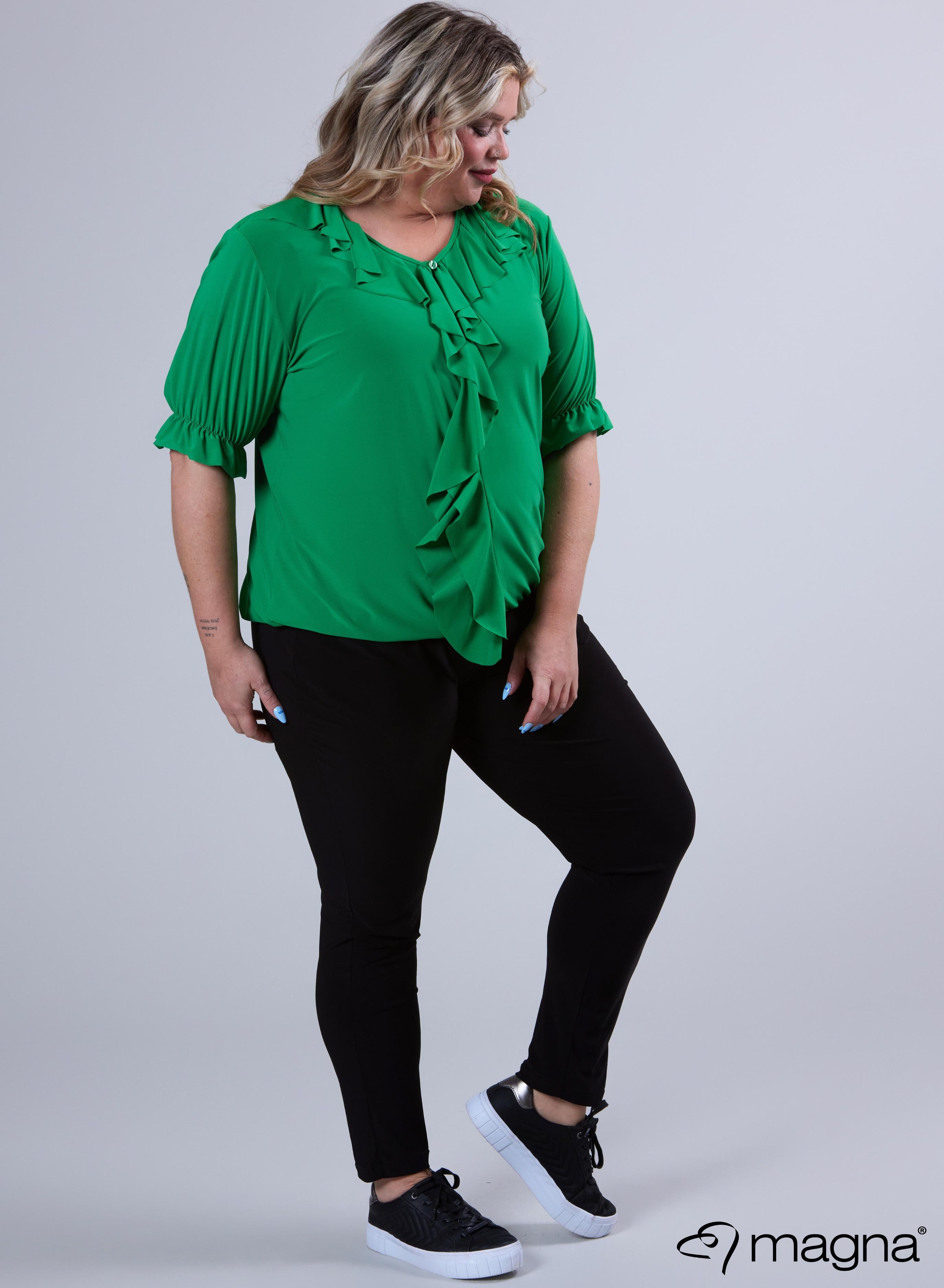B-2102 - Rüschenhemd Solid Brazil Green