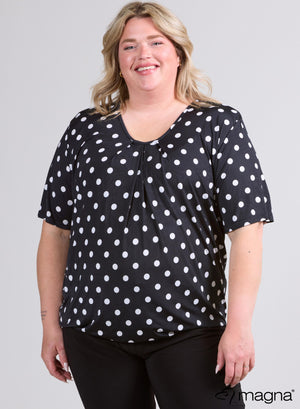 Magna Flowy V-neck Shirt Medium Polka Black