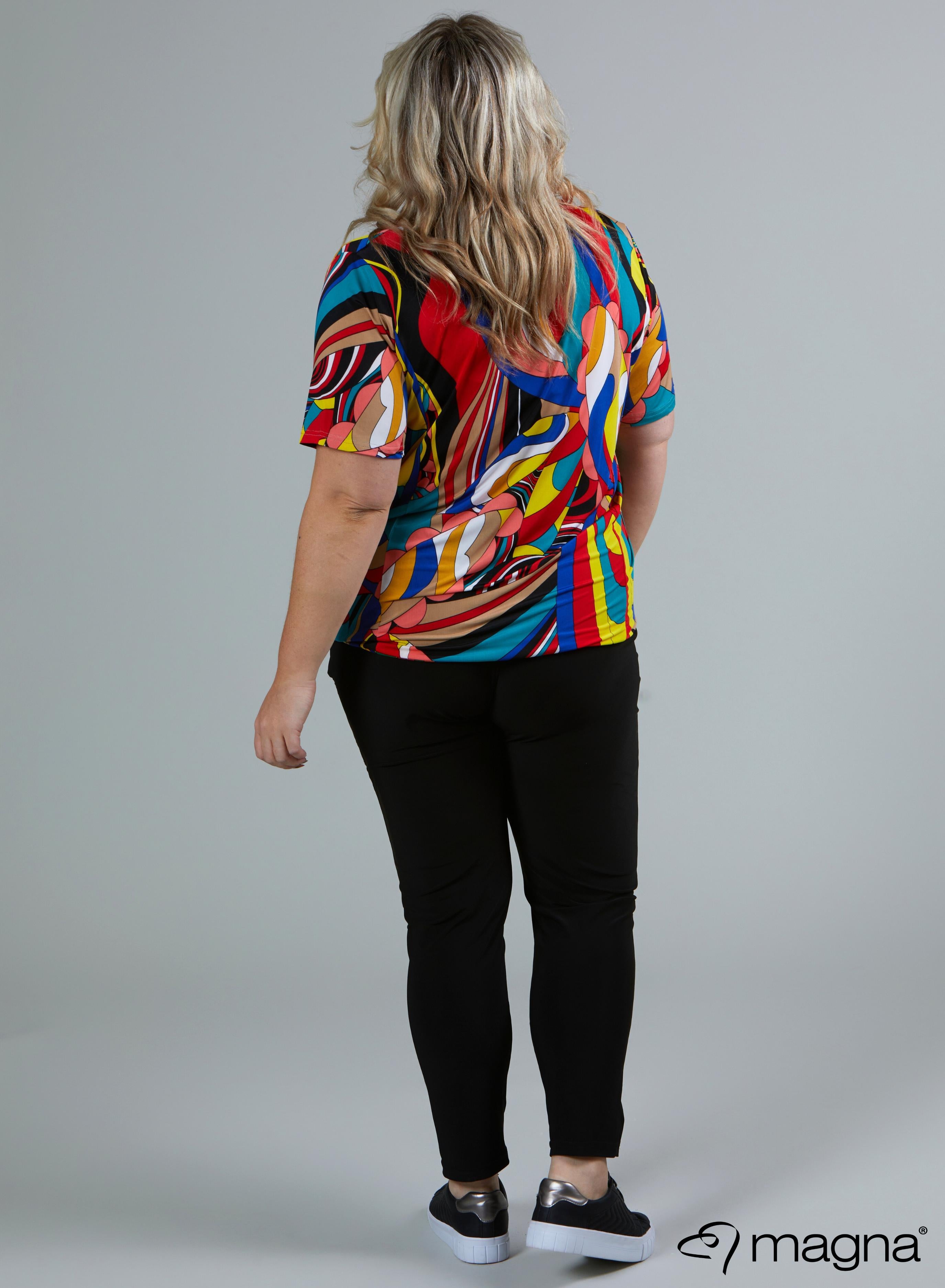 Magna Flowy V-neck Shirt Art Red Blue