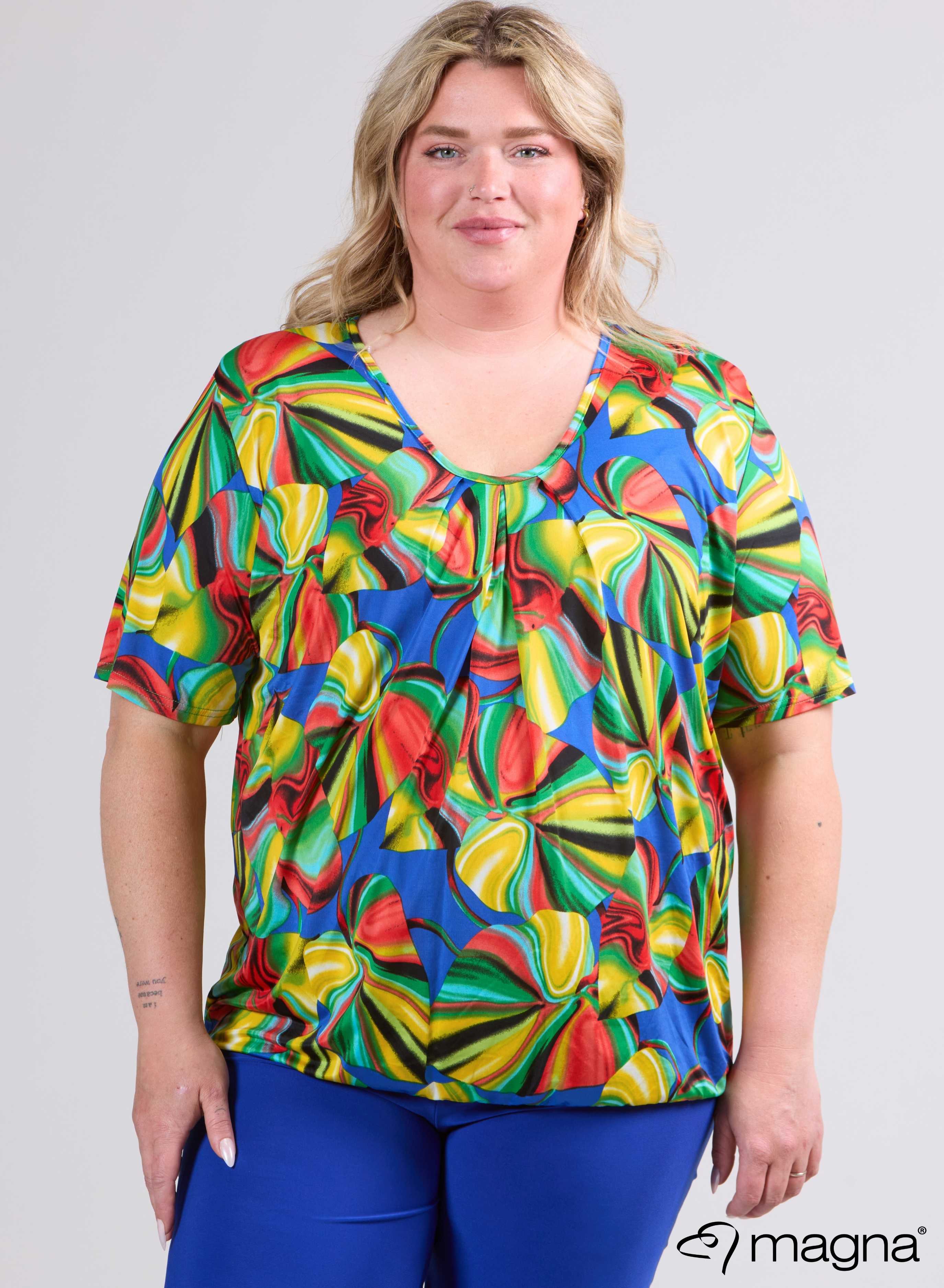 Magna Flowy V-neck Shirt Blurry Waves Blue