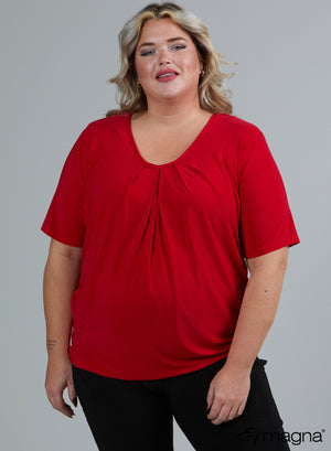 Magna Flowy V-hals shirt rood