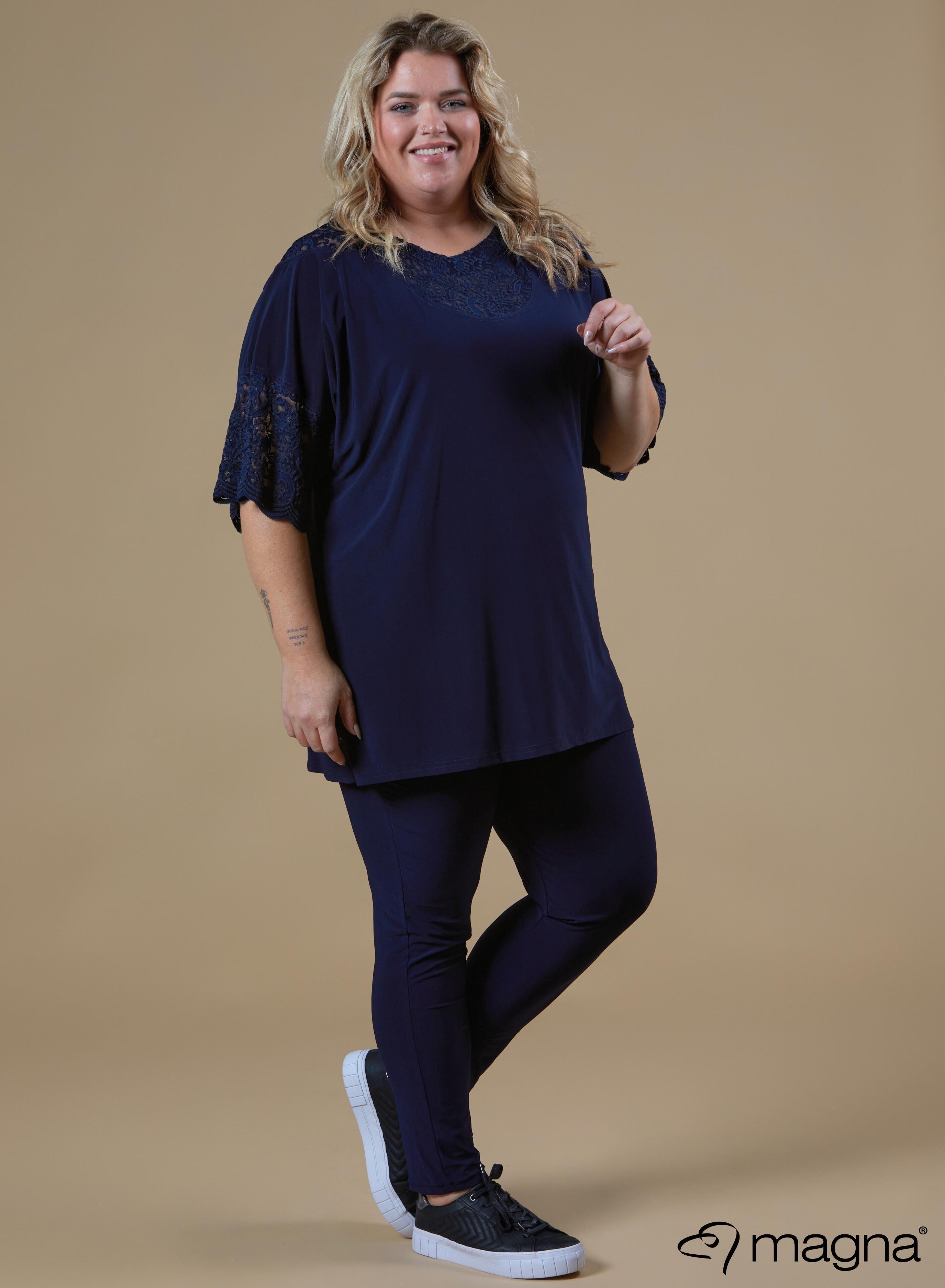 Magna Black Relaxed Lace Detail Shirt Navy