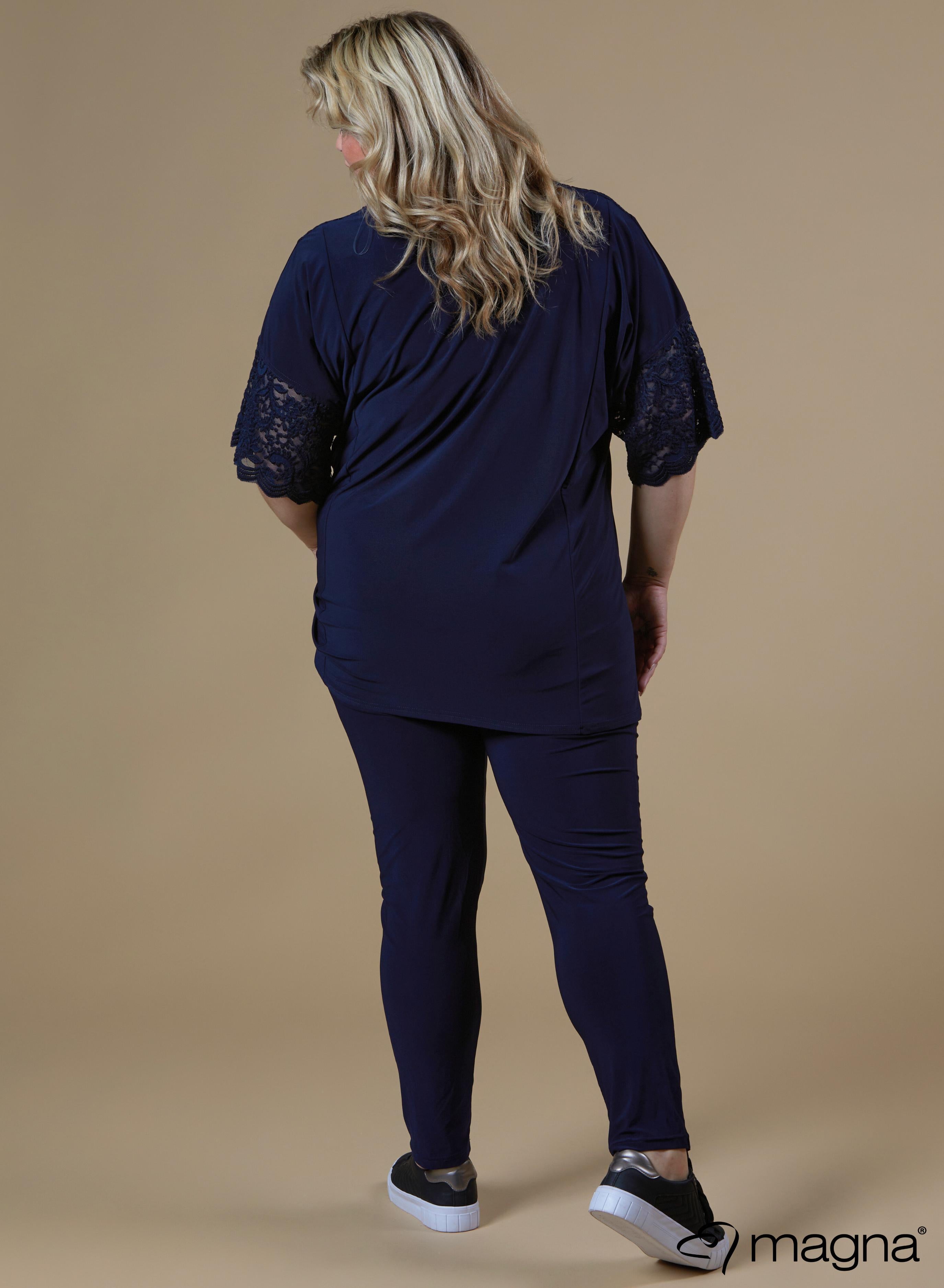 Magna Black Relaxed Lace Detail Shirt Navy