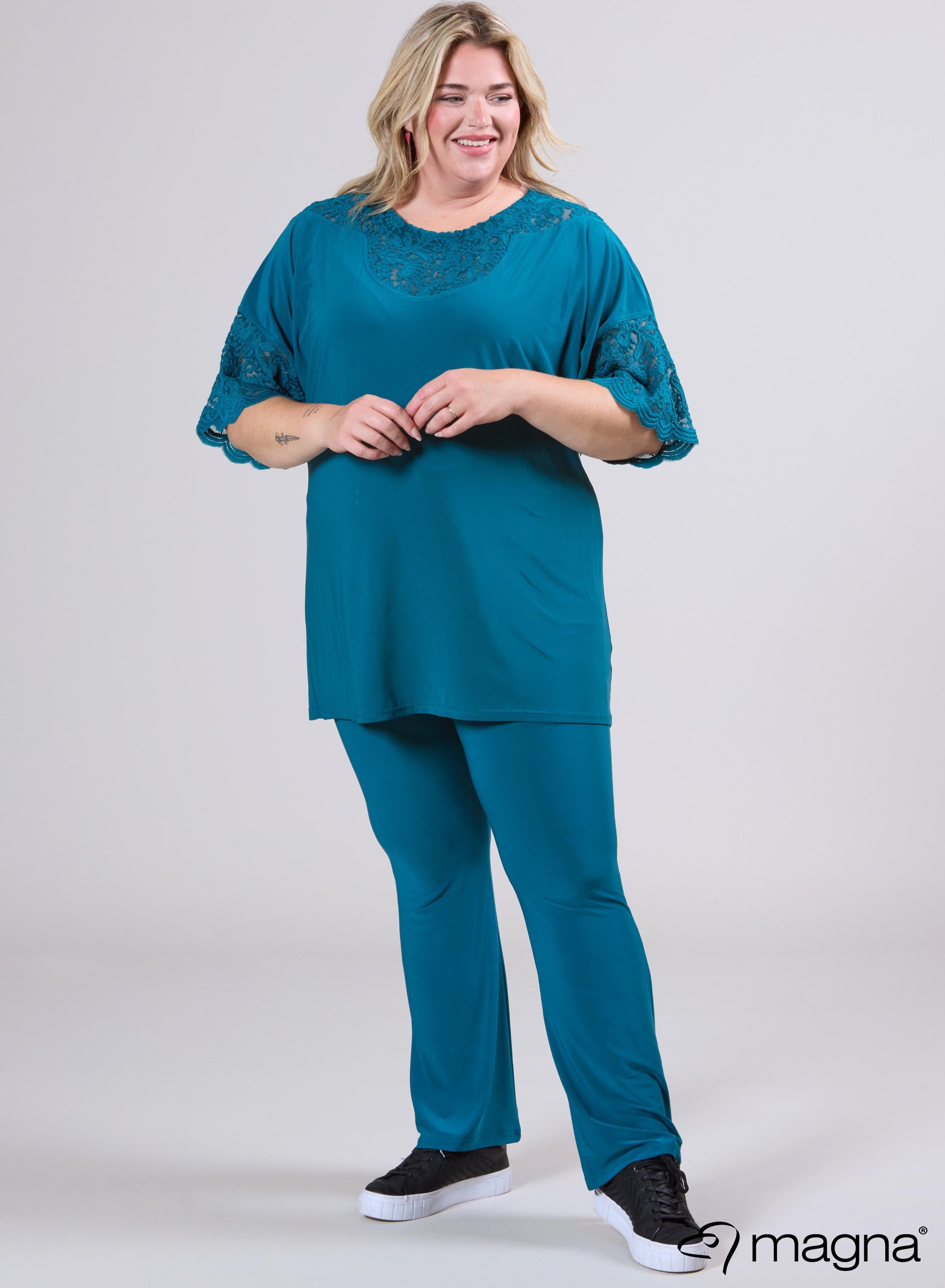 Magna Black Relaxed Lace Detail Shirt Petrol