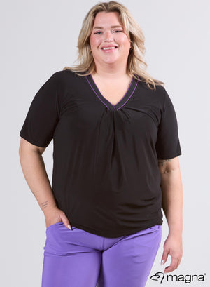 Magna V-Neck Tape Shirt Schwarz-Lila