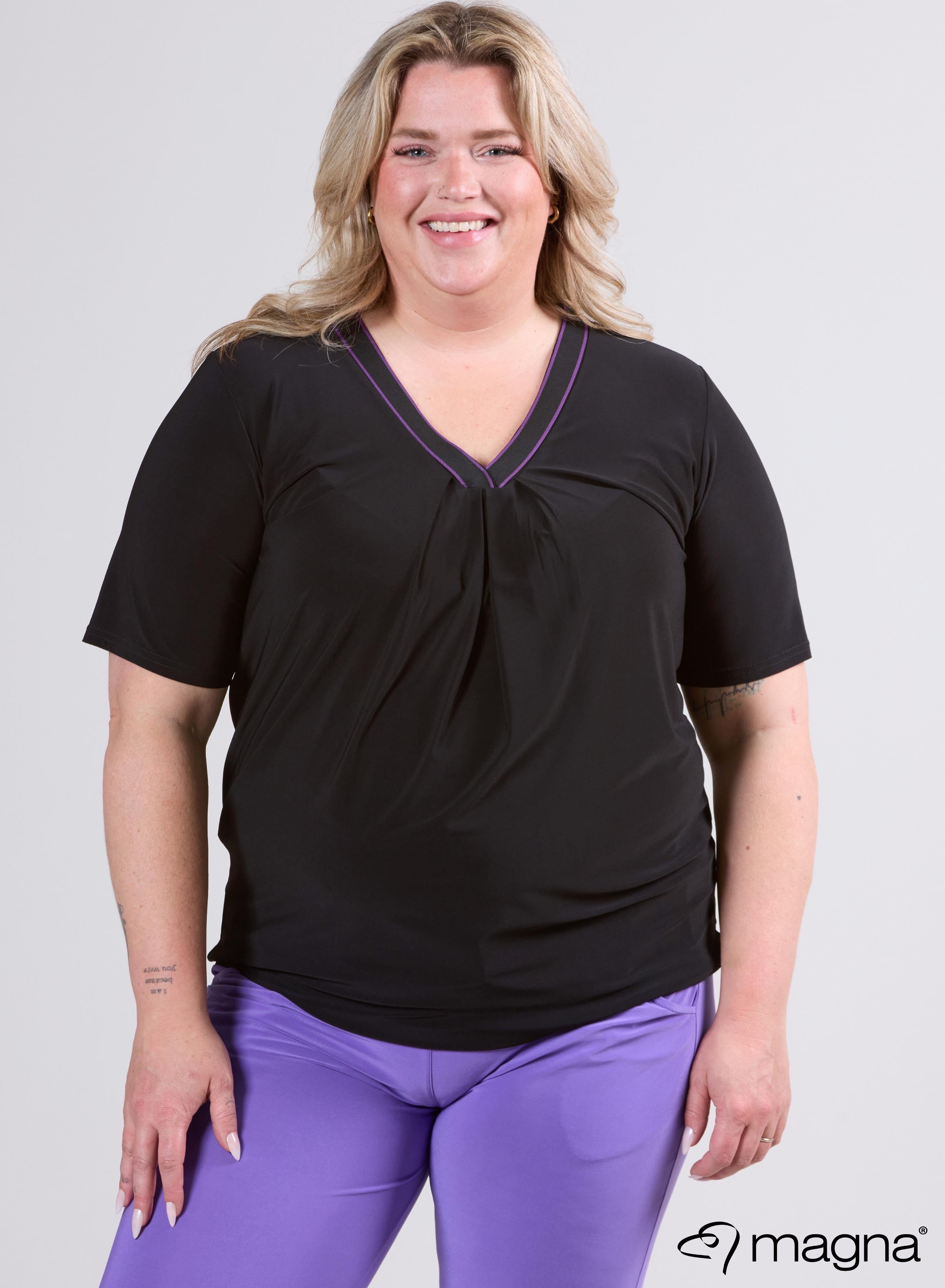Magna V-Neck Tape Shirt Schwarz-Lila