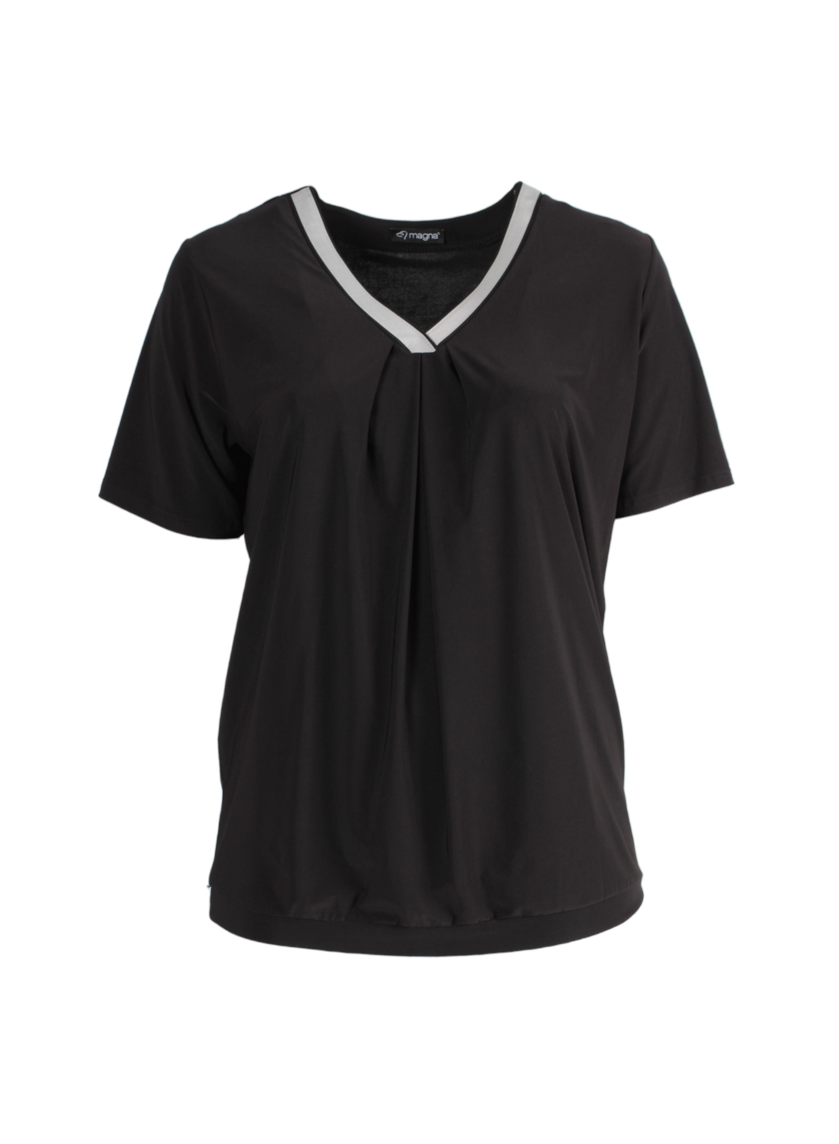 B-2312 - Fließendes Tape-Shirt mit V-Ausschnitt in Silber