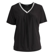 Magna V-neck Flowy Tape Shirt Silver