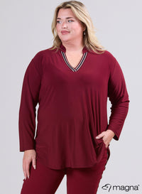 Magna V-tape Relaxed Shirt Wine Red