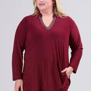 Magna V-tape Relaxed Shirt Wine Red