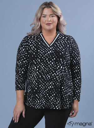 Magna V-tape Relaxed Shirt Vervaagde Vierkanten Zwart & Wit