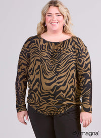 Magna Lace Detailed Flowy Top Zebra Rust