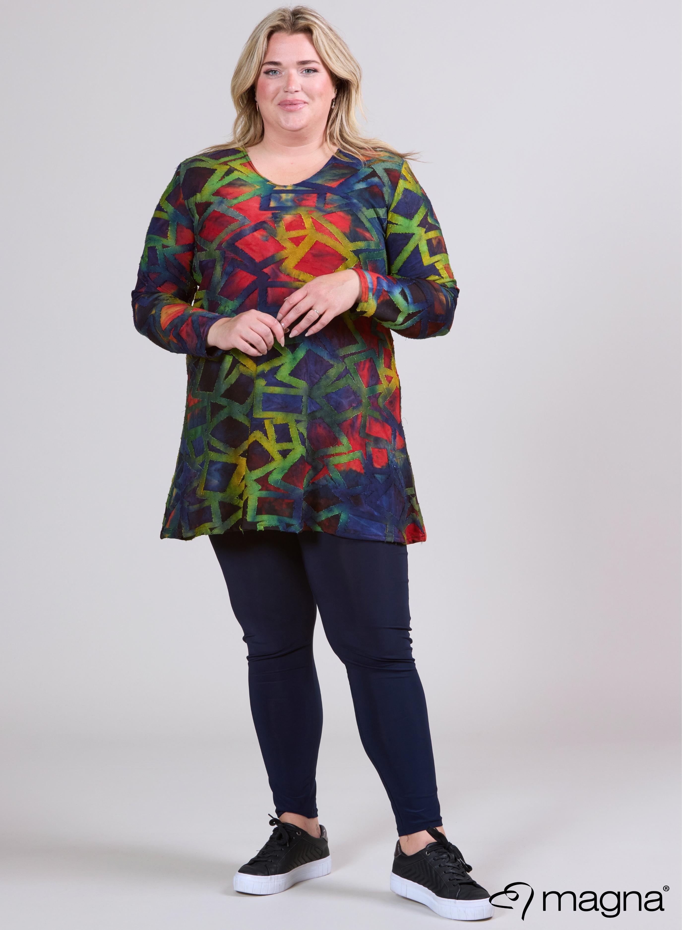 Magna Tuniek met Lange Mouwen A-lijn Blokstrepen Groen Marine Blauw