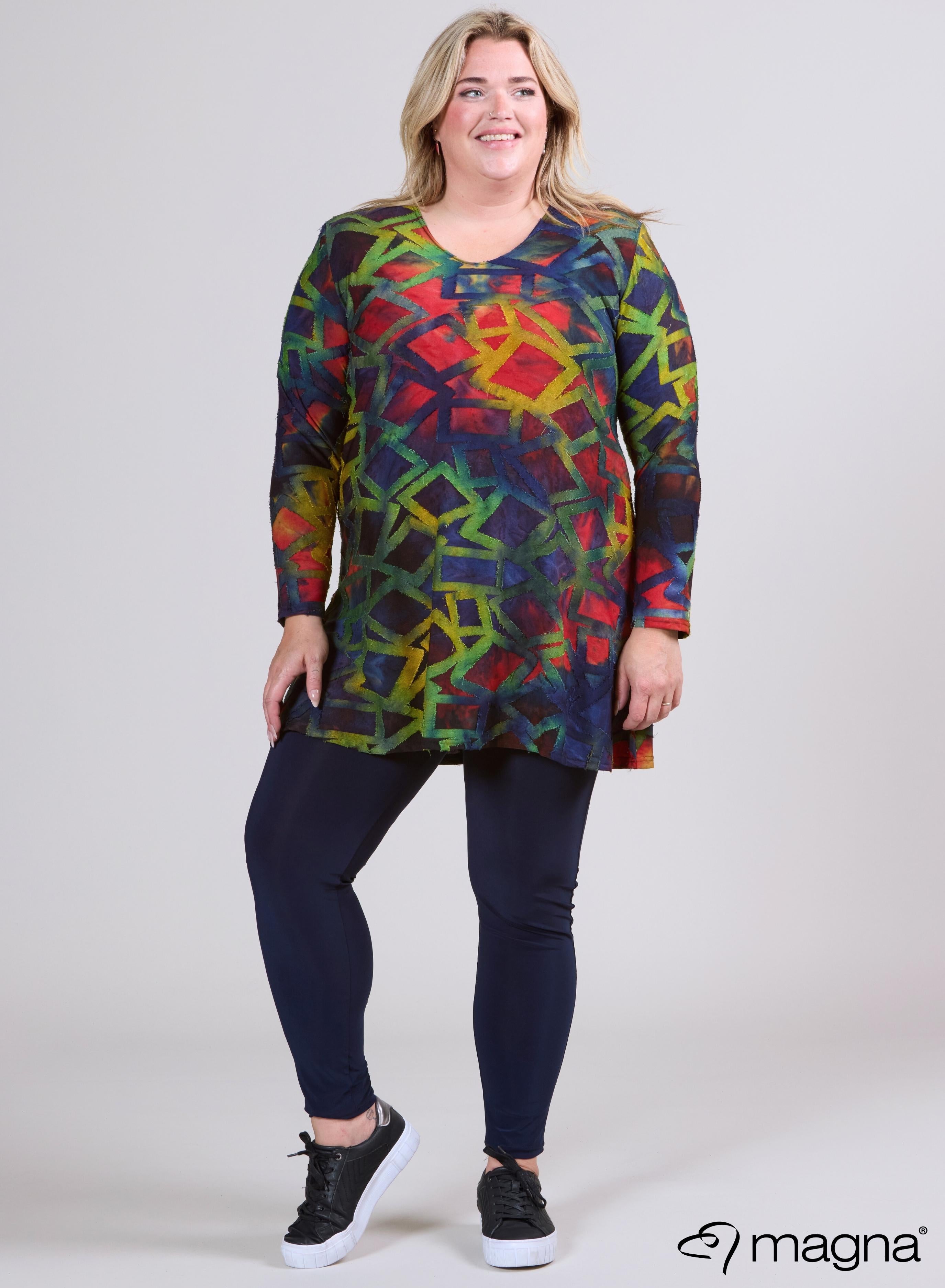 Magna Tuniek met Lange Mouwen A-lijn Blokstrepen Groen Marine Blauw