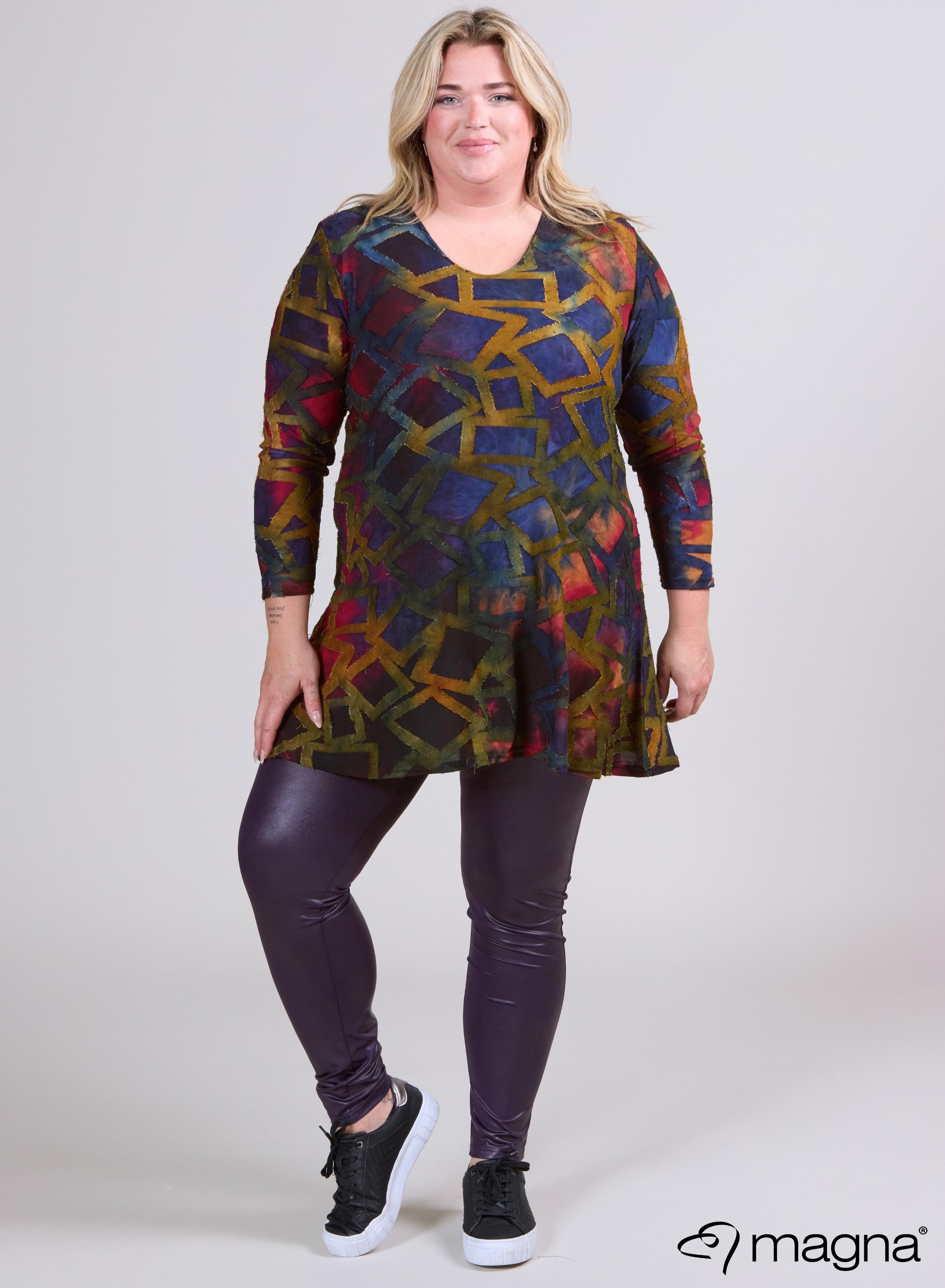 Magna Tuniek met Lange Mouwen A-lijn Blokstrepen Paars Camel