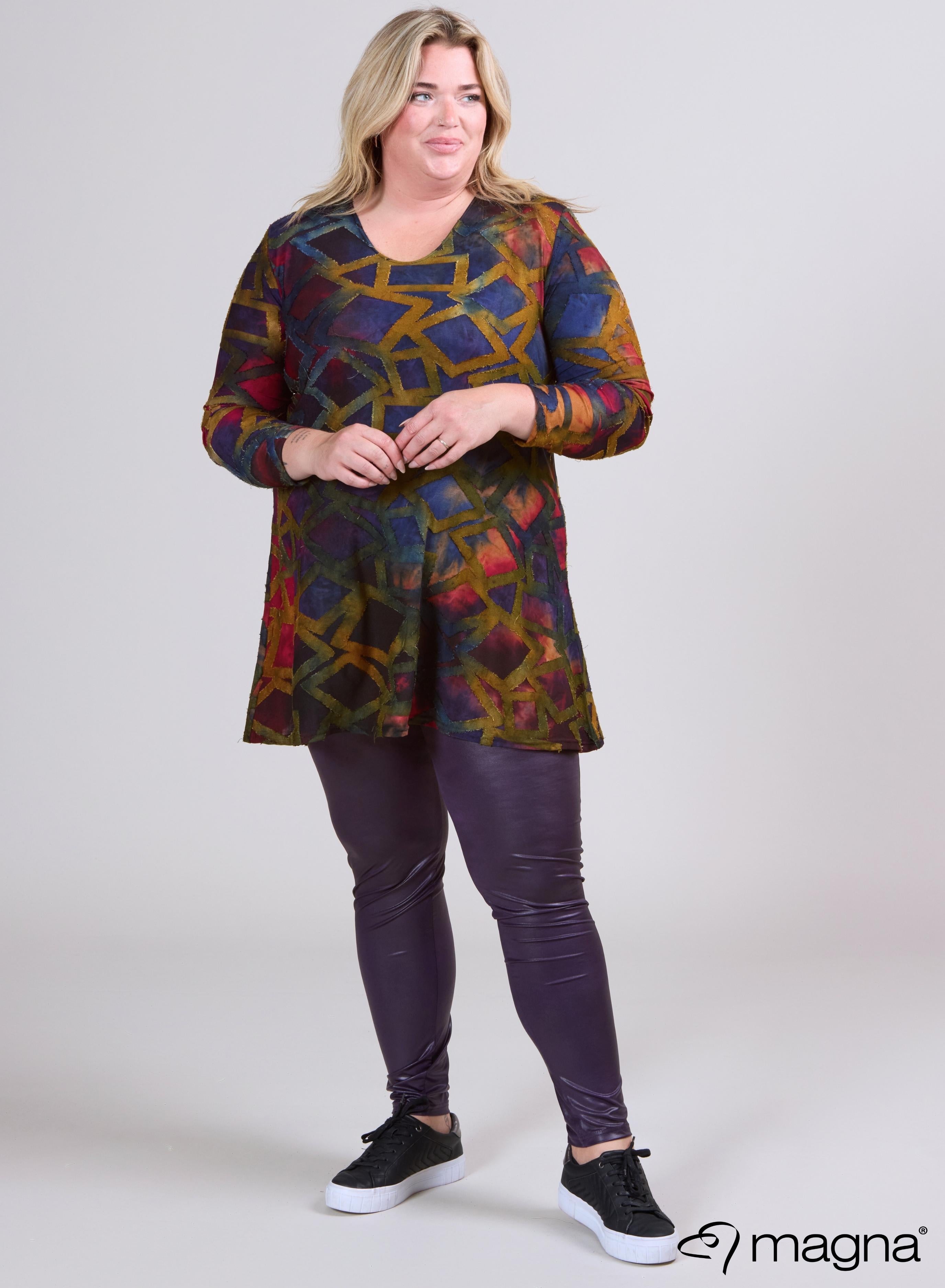 Magna Tuniek met Lange Mouwen A-lijn Blokstrepen Paars Camel