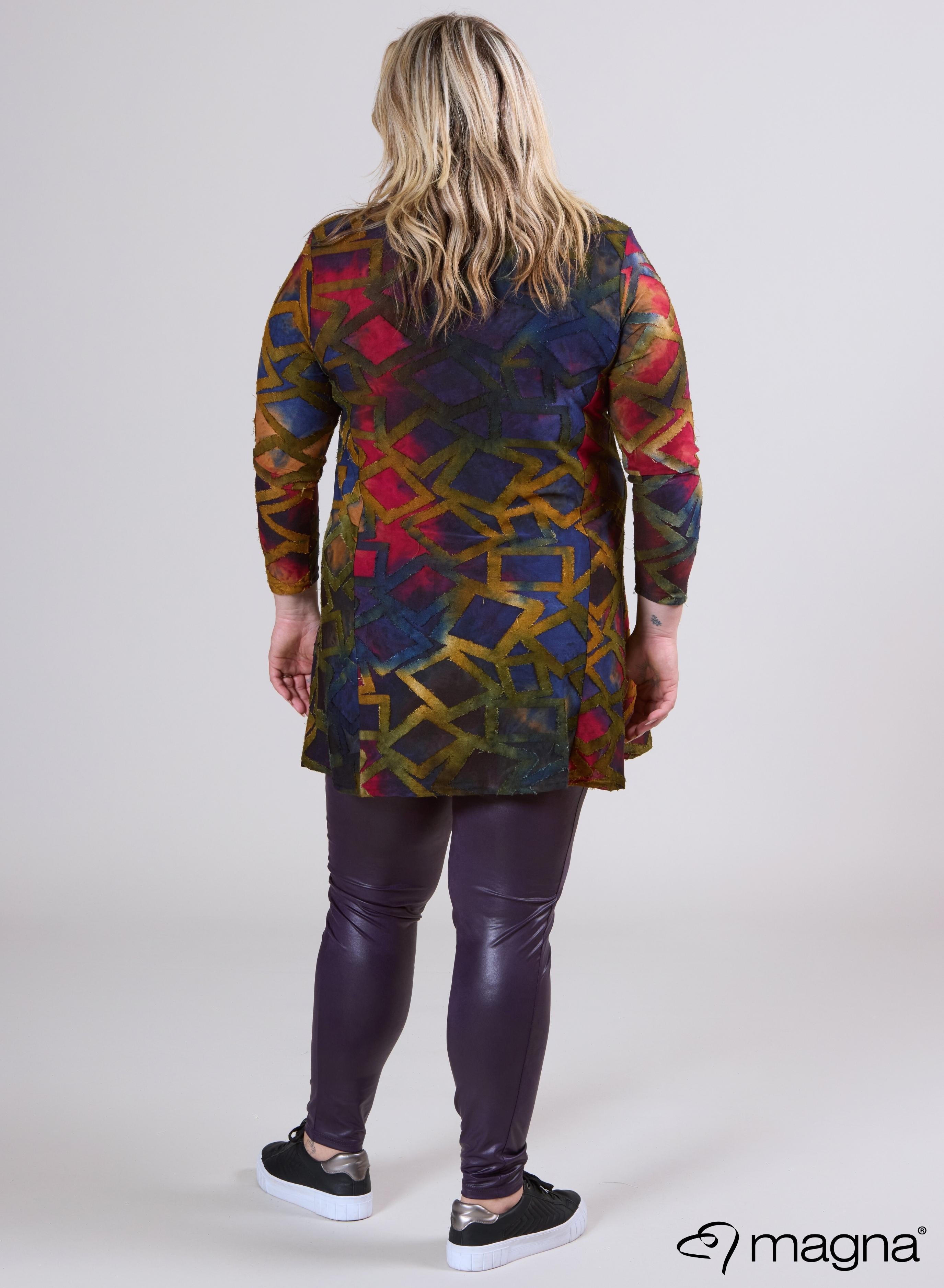 Magna Tuniek met Lange Mouwen A-lijn Blokstrepen Paars Camel