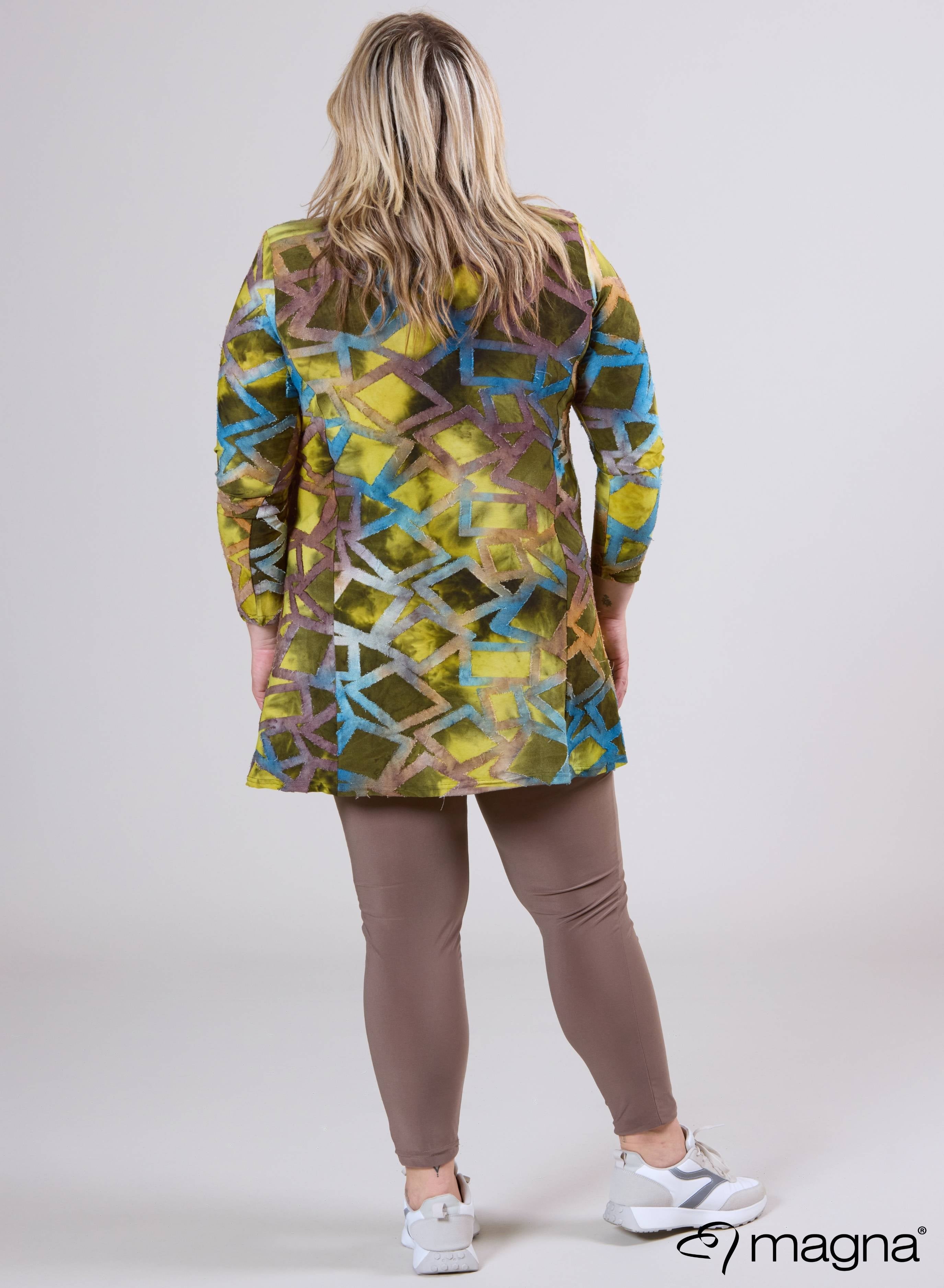 Magna Tuniek met Lange Mouwen A-lijn Blokstrepen Taupe Lime