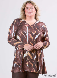 Magna Tuniek met Lange Mouwen A-lijn Autumn Leaves Bruin