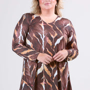 Magna Tuniek met Lange Mouwen A-lijn Autumn Leaves Bruin