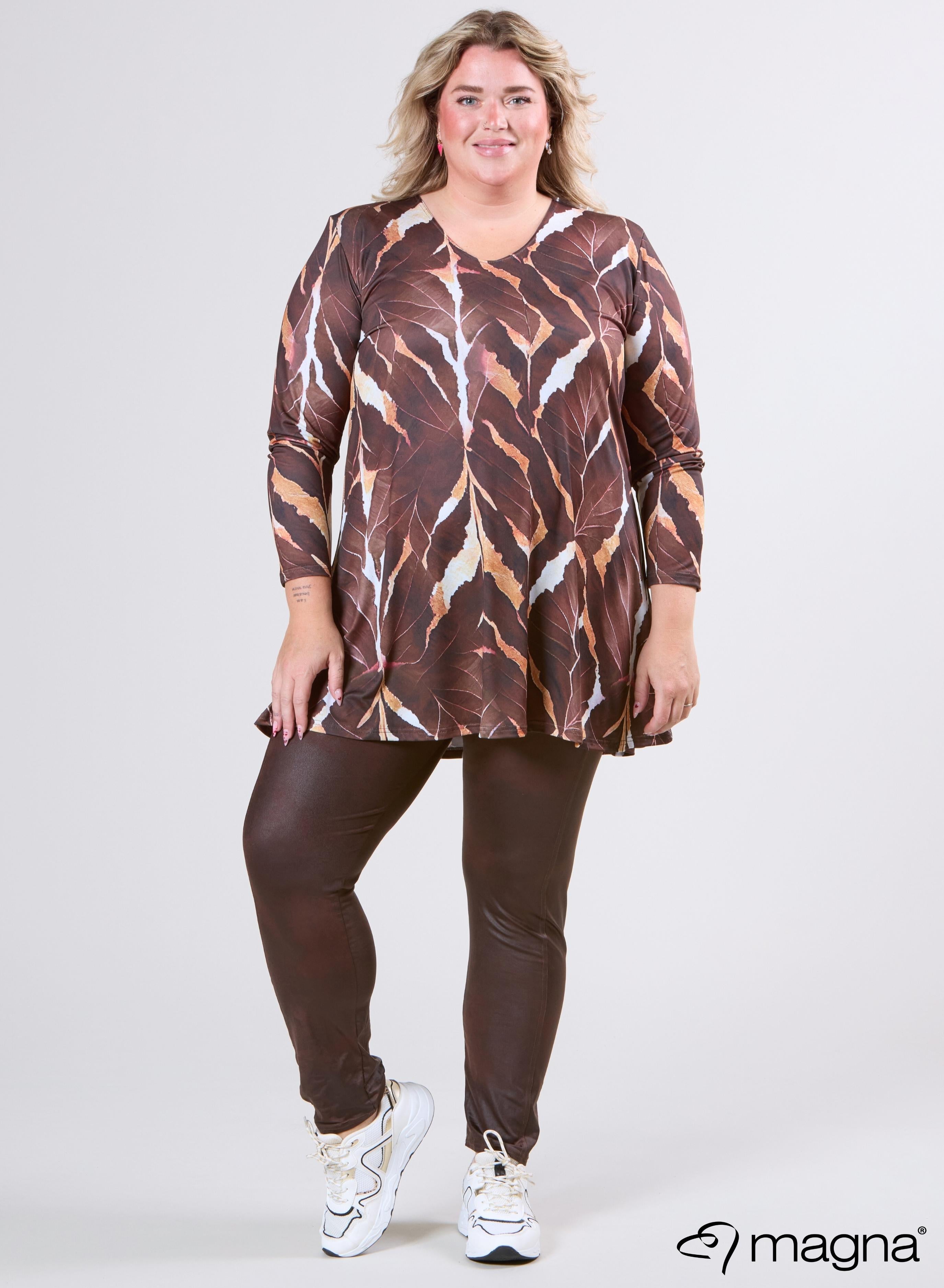 Magna Tuniek met Lange Mouwen A-lijn Autumn Leaves Bruin