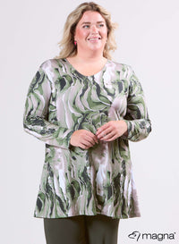 Magna Tuniek met Lange Mouwen A-lijn Pebble Waves Groen