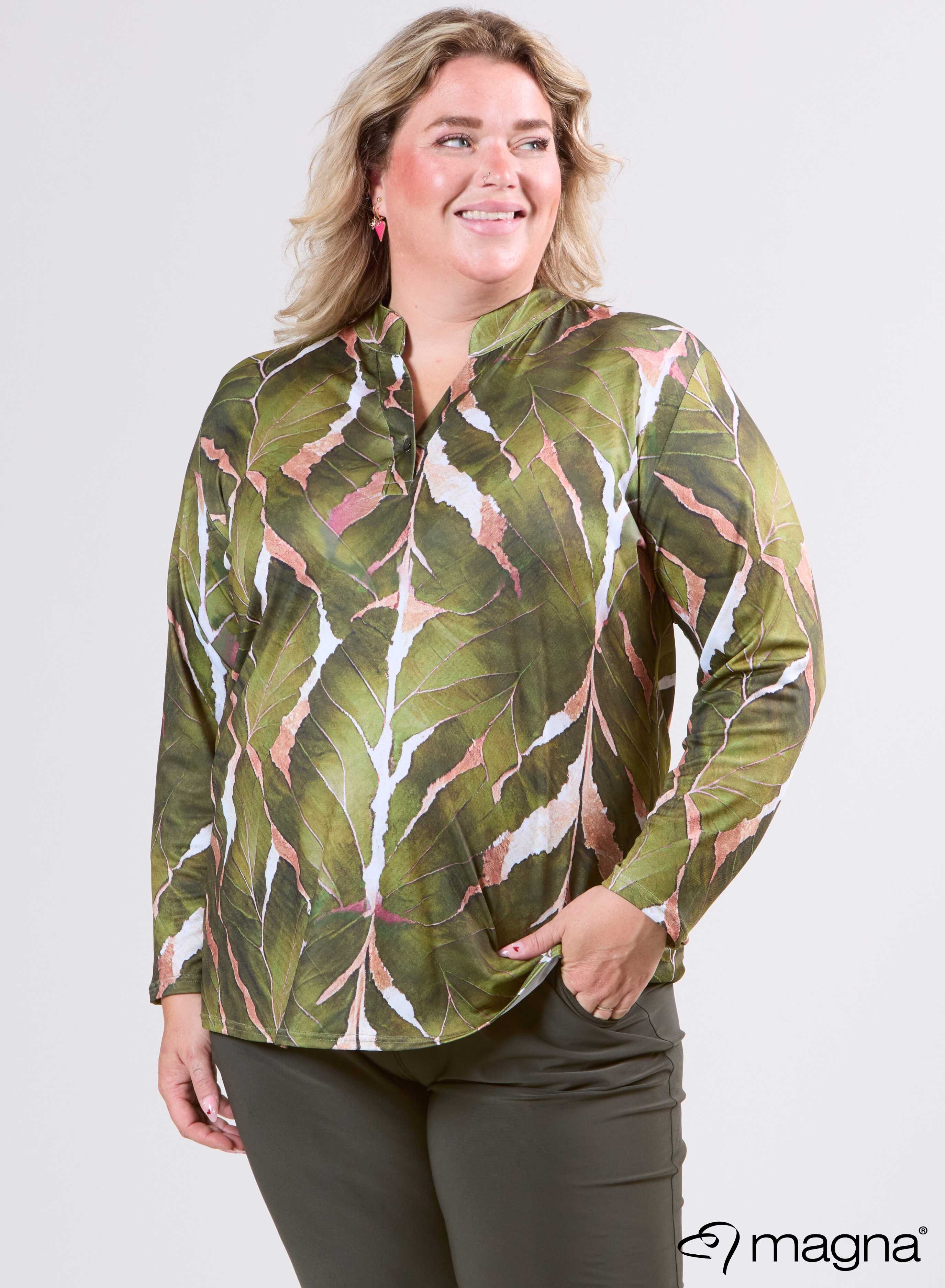 Magna Top met Lange Mouwen Autumn Leaves Groen