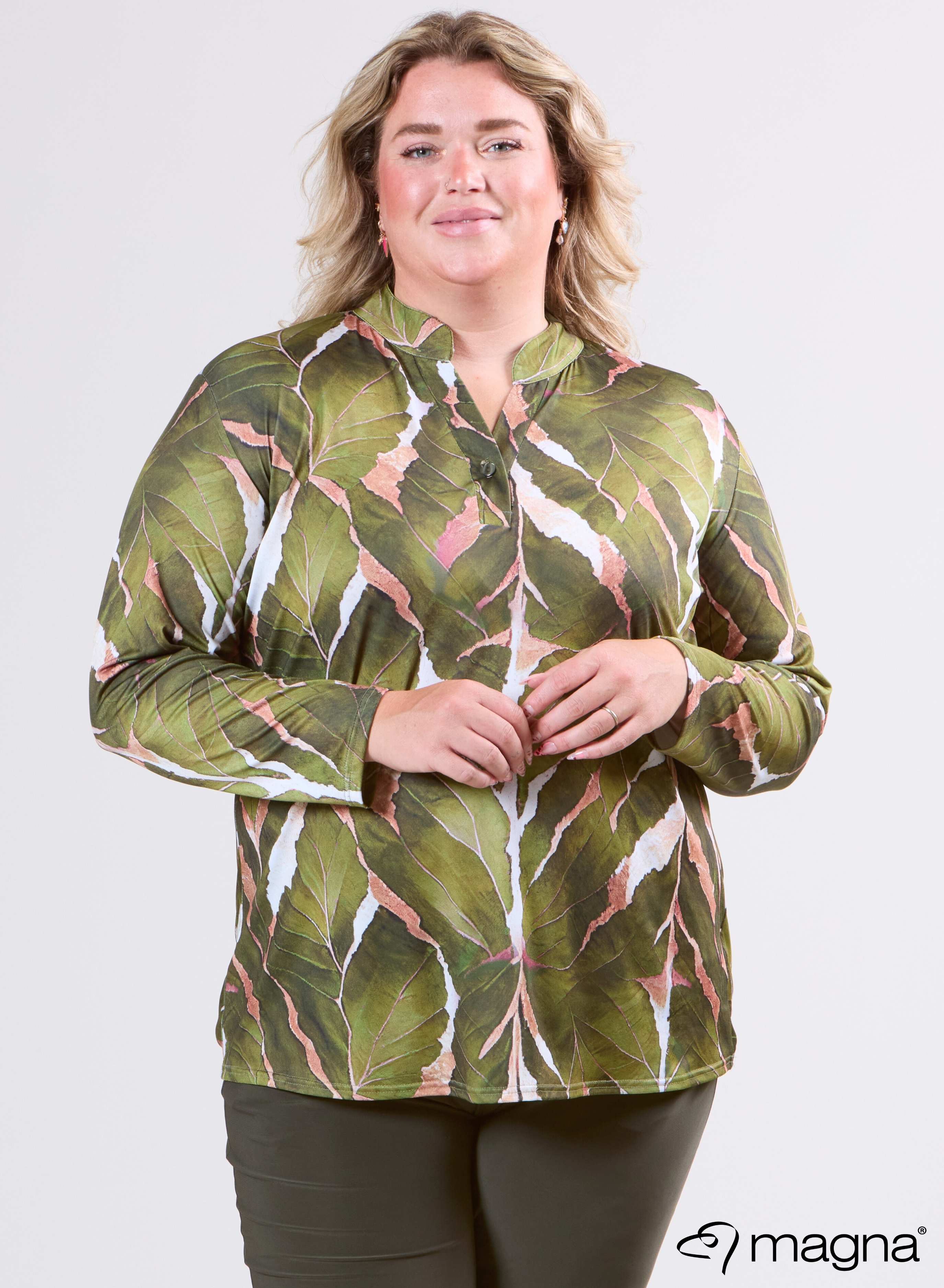 Magna Top met Lange Mouwen Autumn Leaves Groen