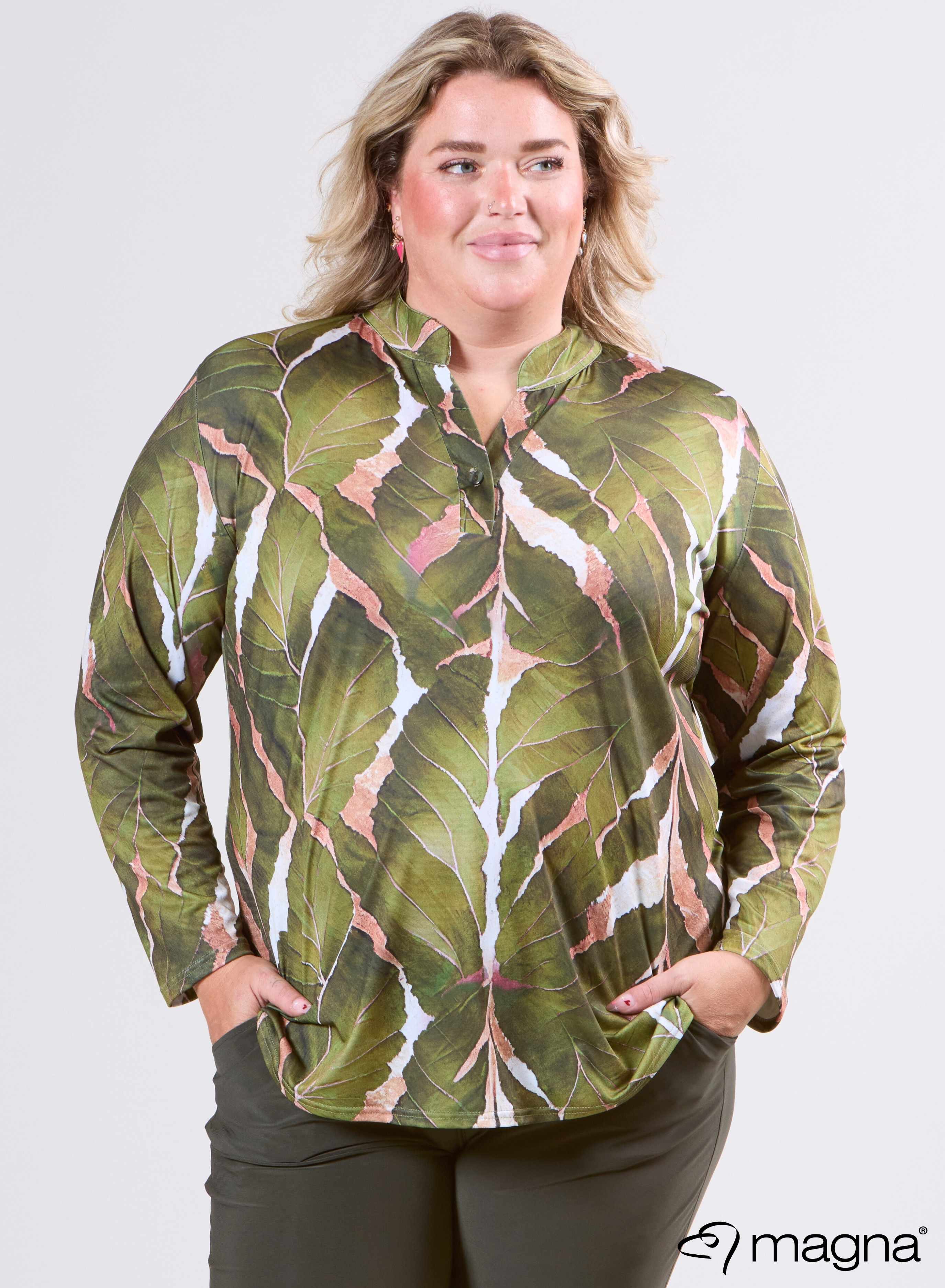 Magna Top met Lange Mouwen Autumn Leaves Groen