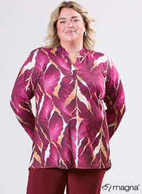 Magna Top met Lange Mouwen Autumn Leaves Wijnrood