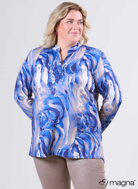 Magna Top met Lange Mouwen Pebble Waves Blauw