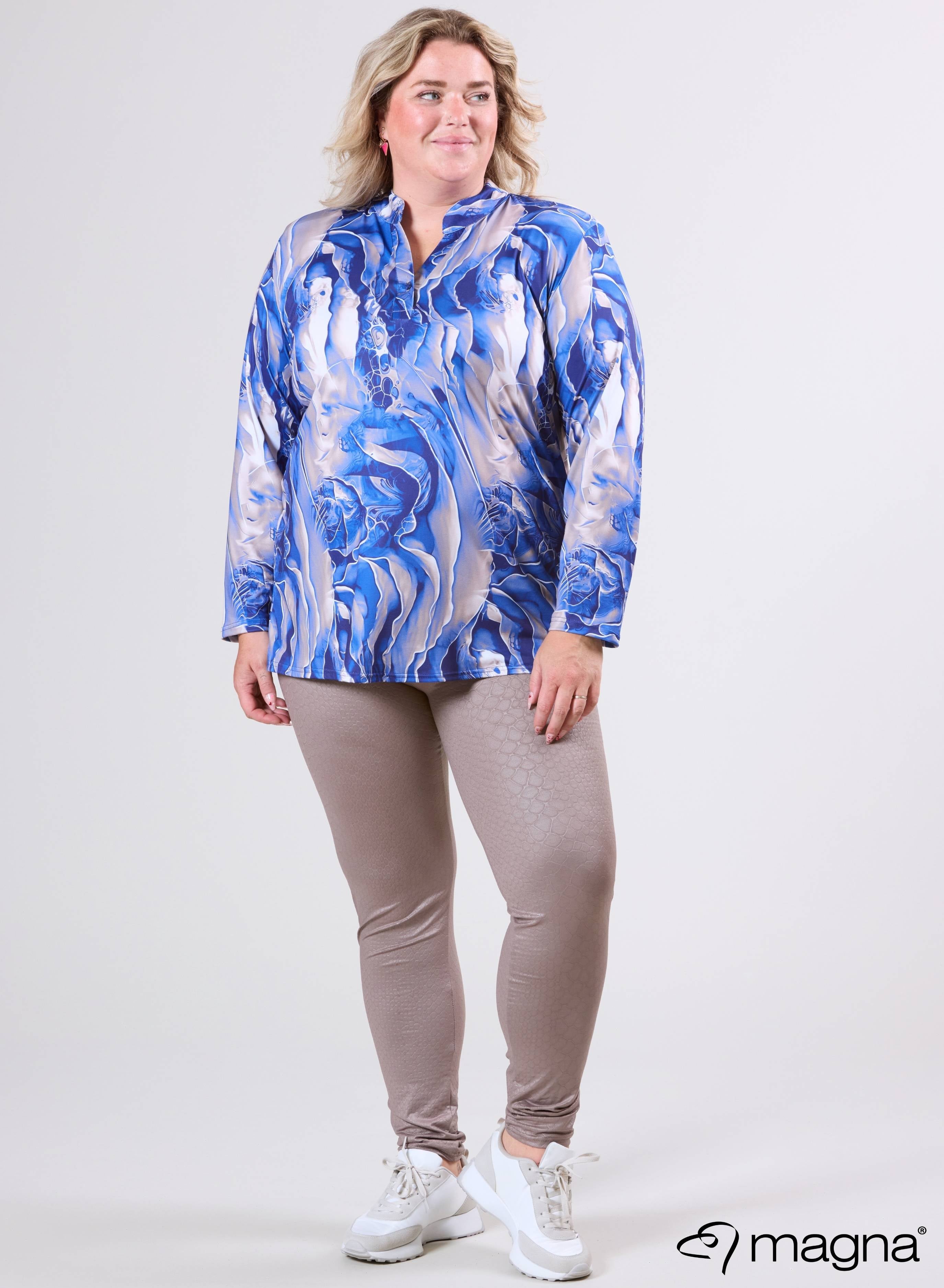 Magna Top met Lange Mouwen Pebble Waves Blauw