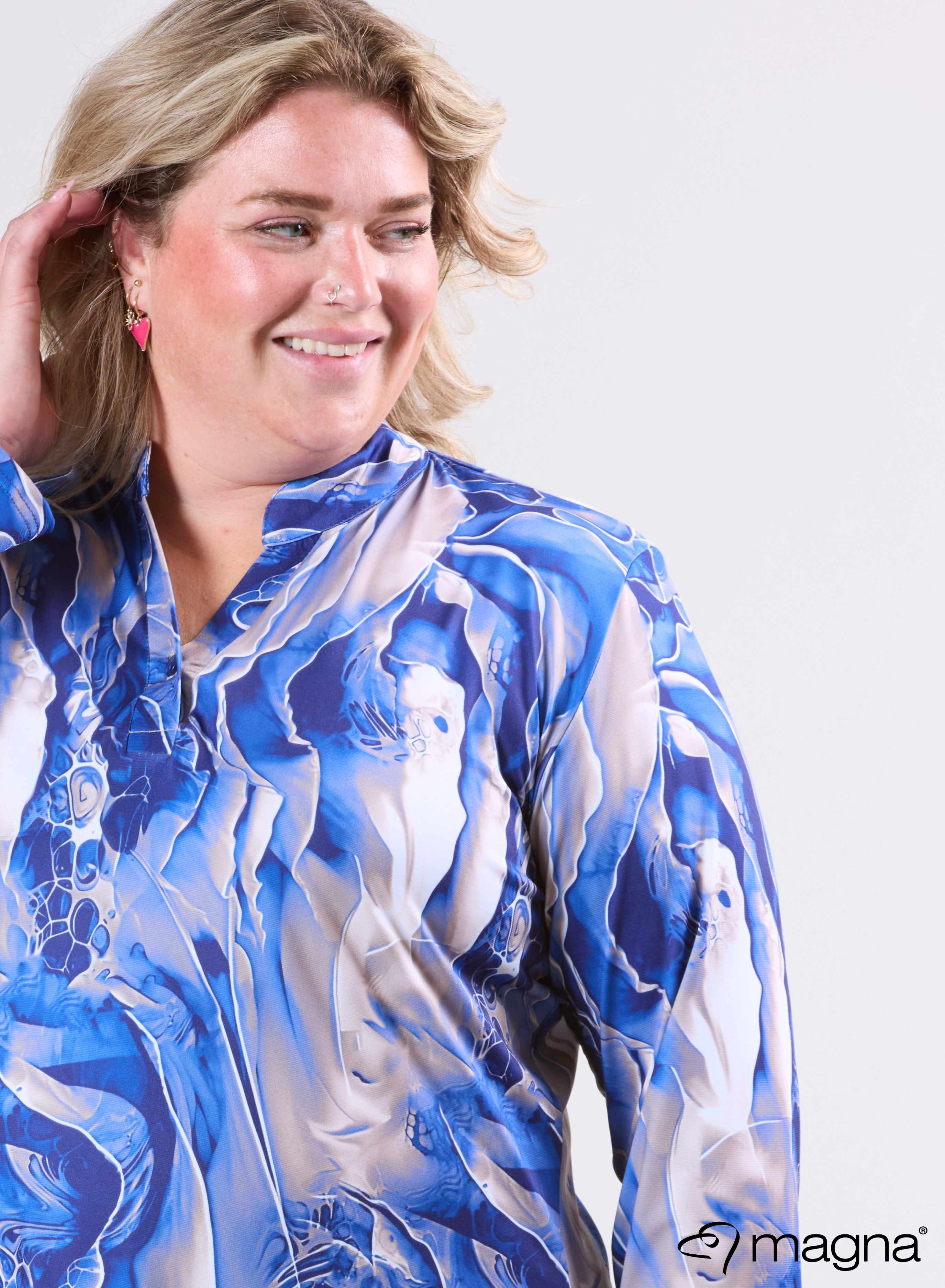 Magna Top met Lange Mouwen Pebble Waves Blauw