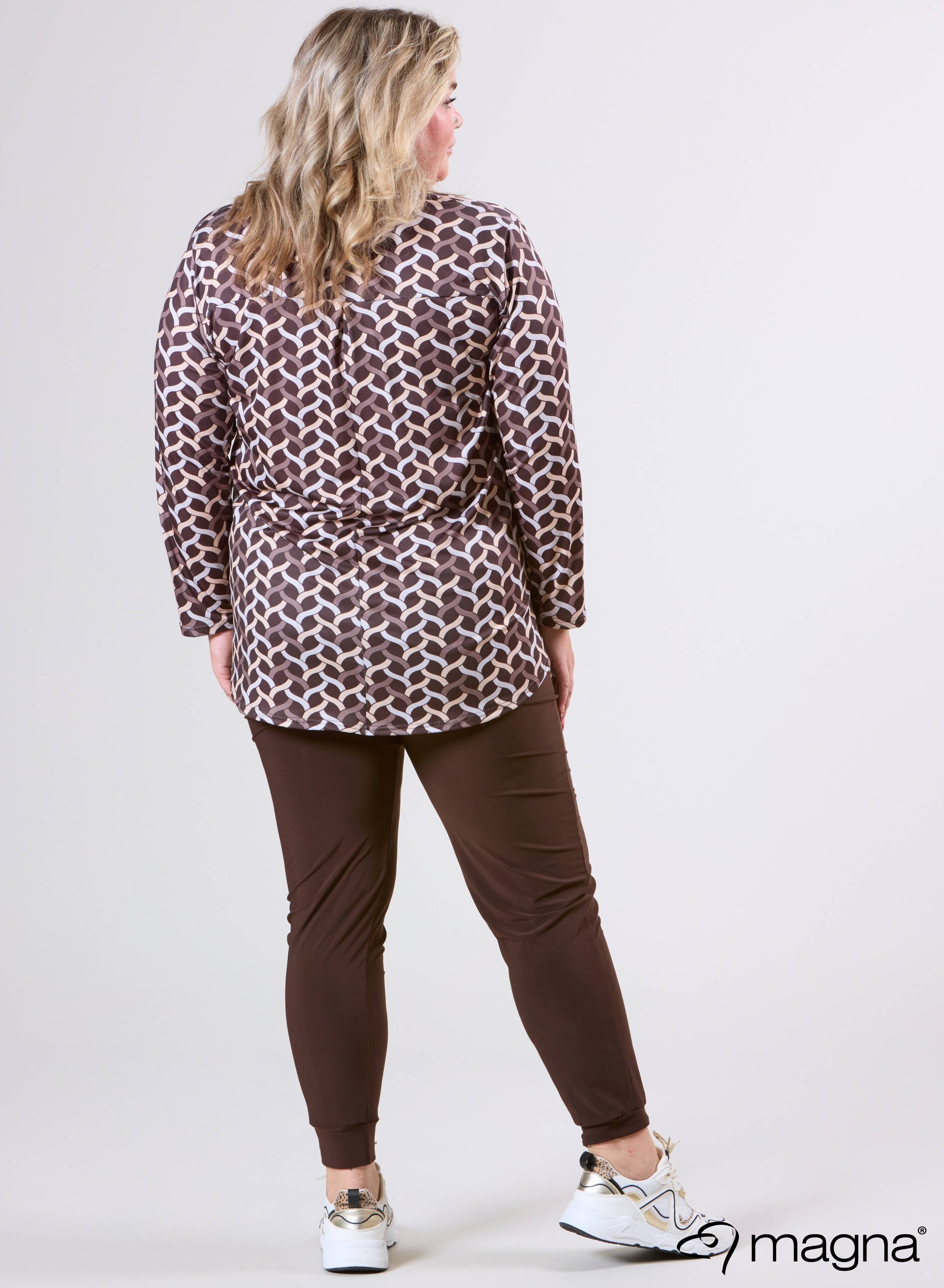 Magna Top met Lange Mouwen Woven Design Bruin