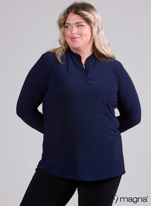 Magna top met lange mouwen, marineblauw