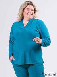 Magna Solid Long Sleeve Top Petrol Blue