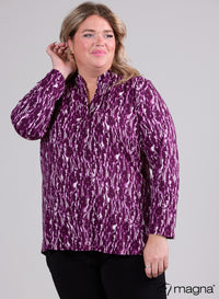 Magna Long Sleeve Top Graphical Plum
