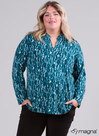 Magna Long Sleeve Top Graphical Petrol