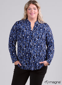 Magna Long Sleeve Top Graphical Blue