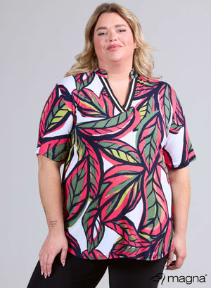 Magna V-tape Relaxed Shirt Art Leaves Koralle