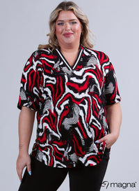 Magna V-tape Relaxed Shirt Rood Dierenprint