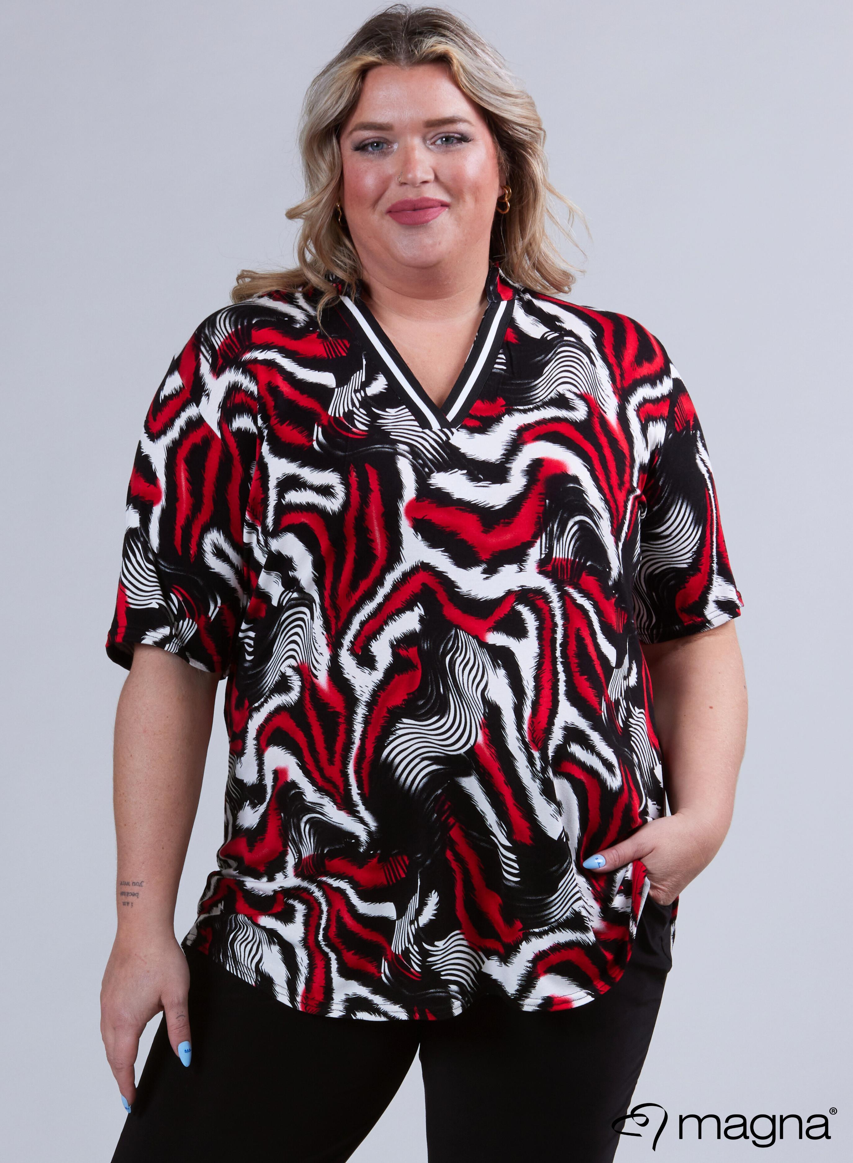 Magna V-tape Relaxed Shirt Rood Dierenprint