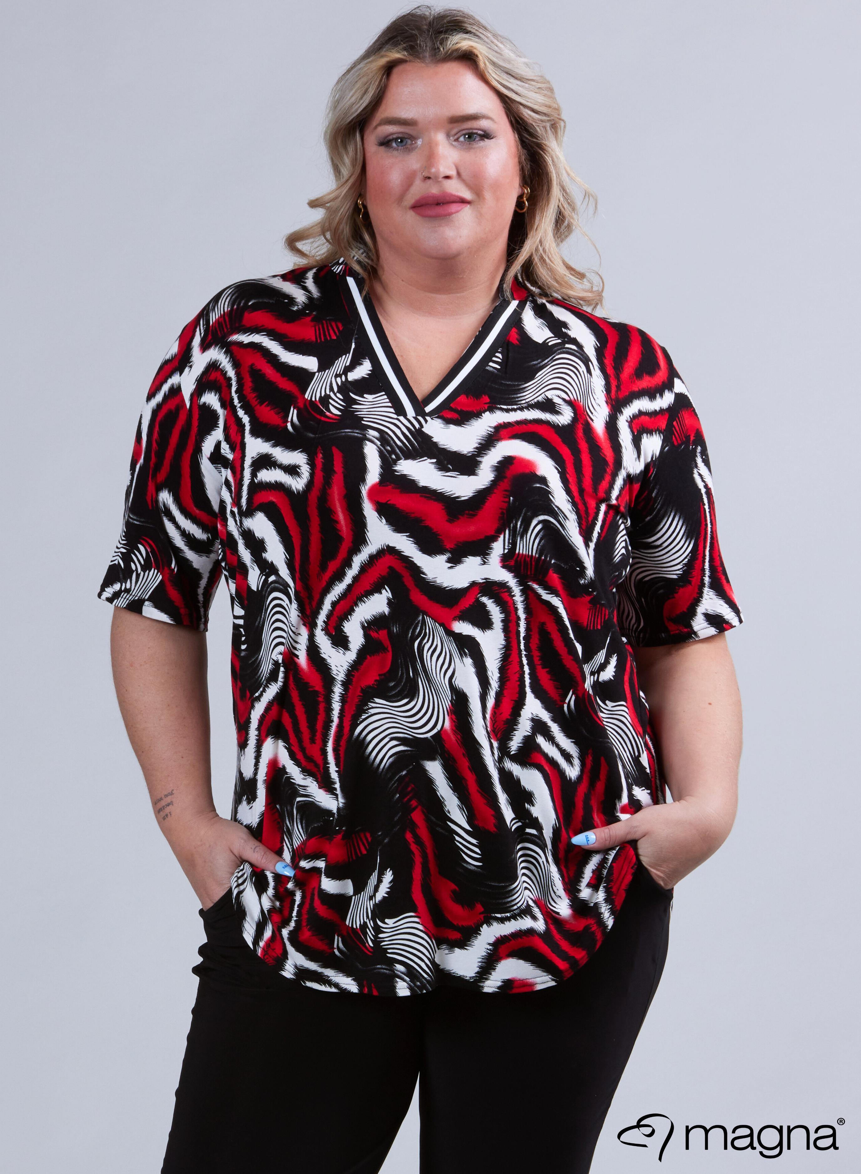 Magna V-tape Relaxed Shirt Rood Dierenprint