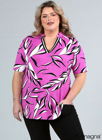 Magna V-tape Relaxed Shirt Leaves Pink