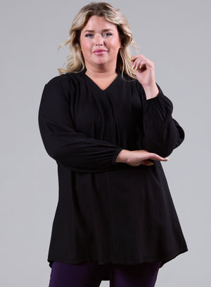 Bluse Magna Light mit Viskosebesatz Schwarz