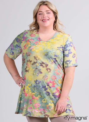 Magna Mesh Aline Kurzarmhemd / Tunika Daisy Design Gelb Grün