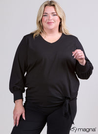 Magna Katoenen Knoop Blouse Zwart