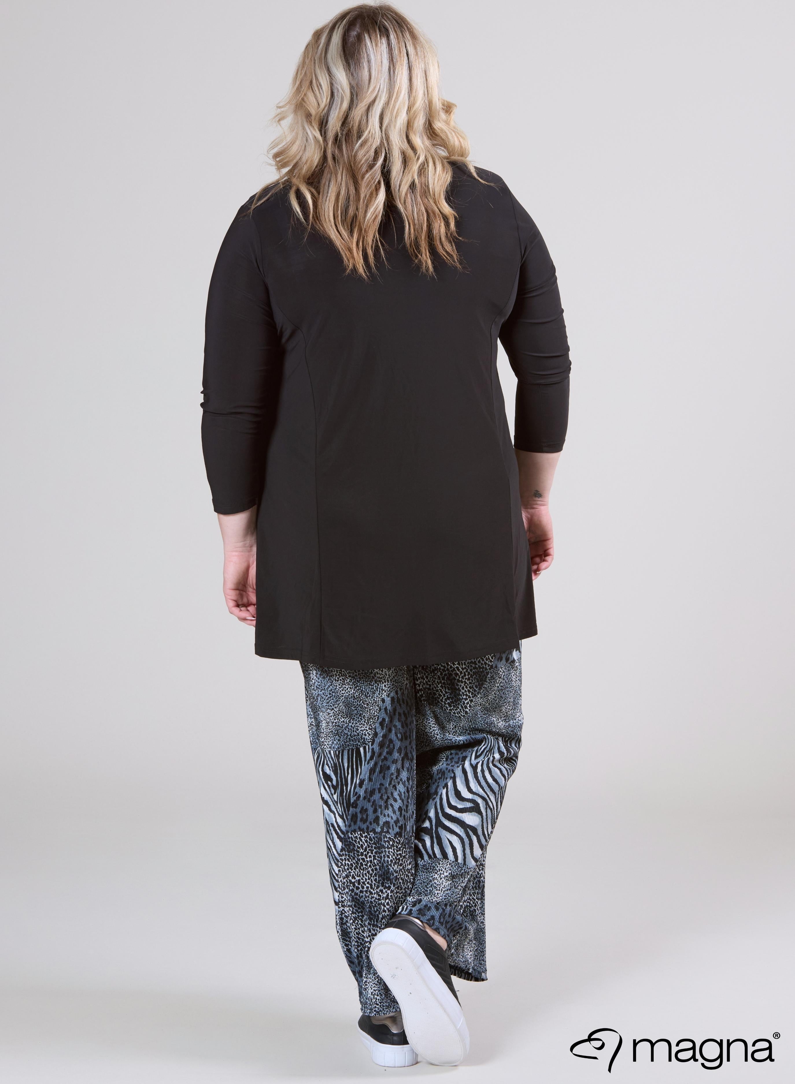 Magna Pleated Button Detail Shirt Black