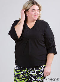 Magna Puff Shirt met Ruffle Mouwen Zwart