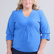 Magna Ruffle Sleeves Puff Shirt Dark Sky Blue